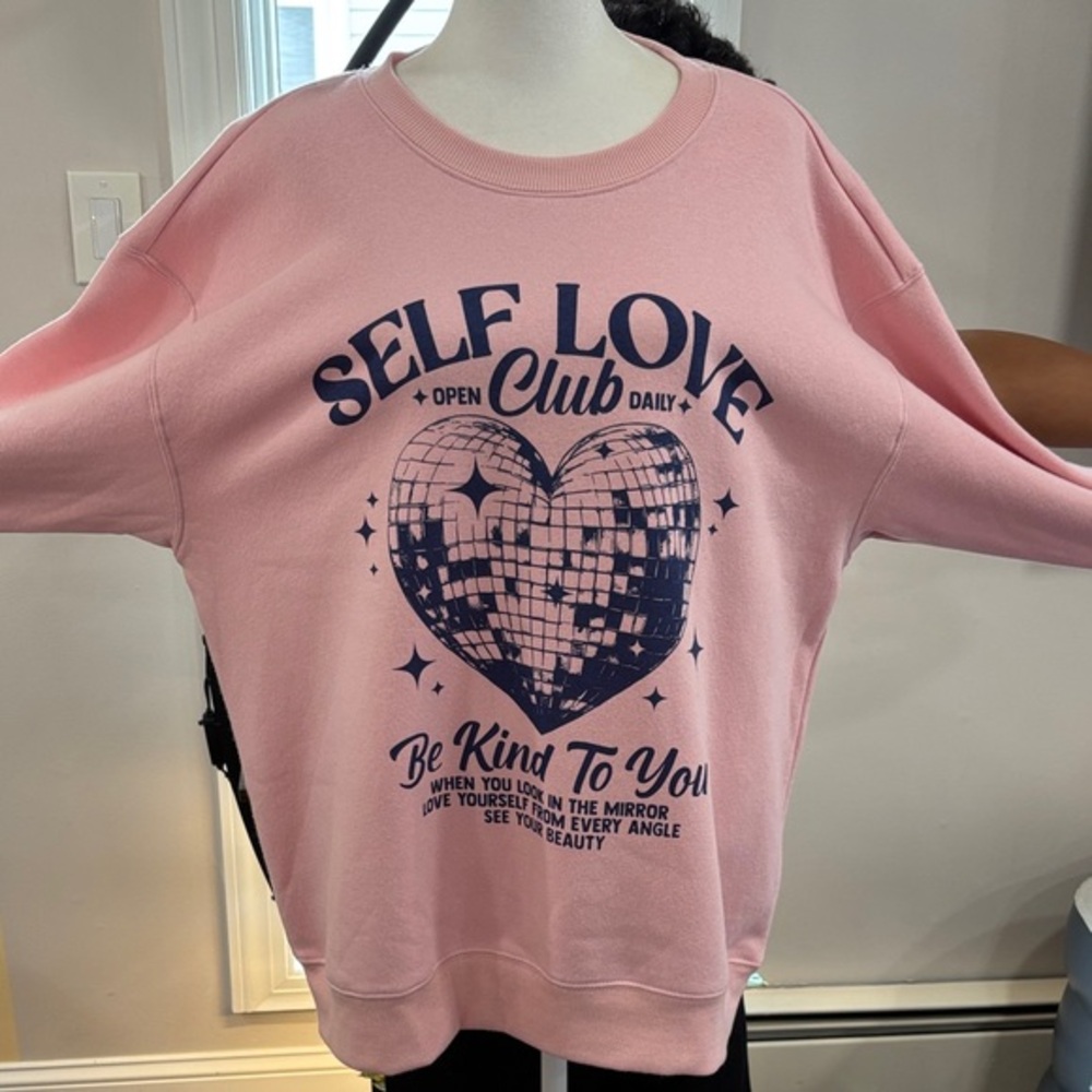 Pink Self Love Club women’s oversized Sweatshirt size S